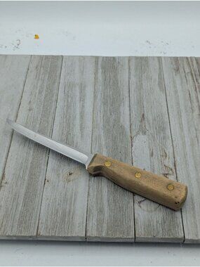 Chicago Walnut Handle Boning Knife Used 5" Blade 9 5/8" Length